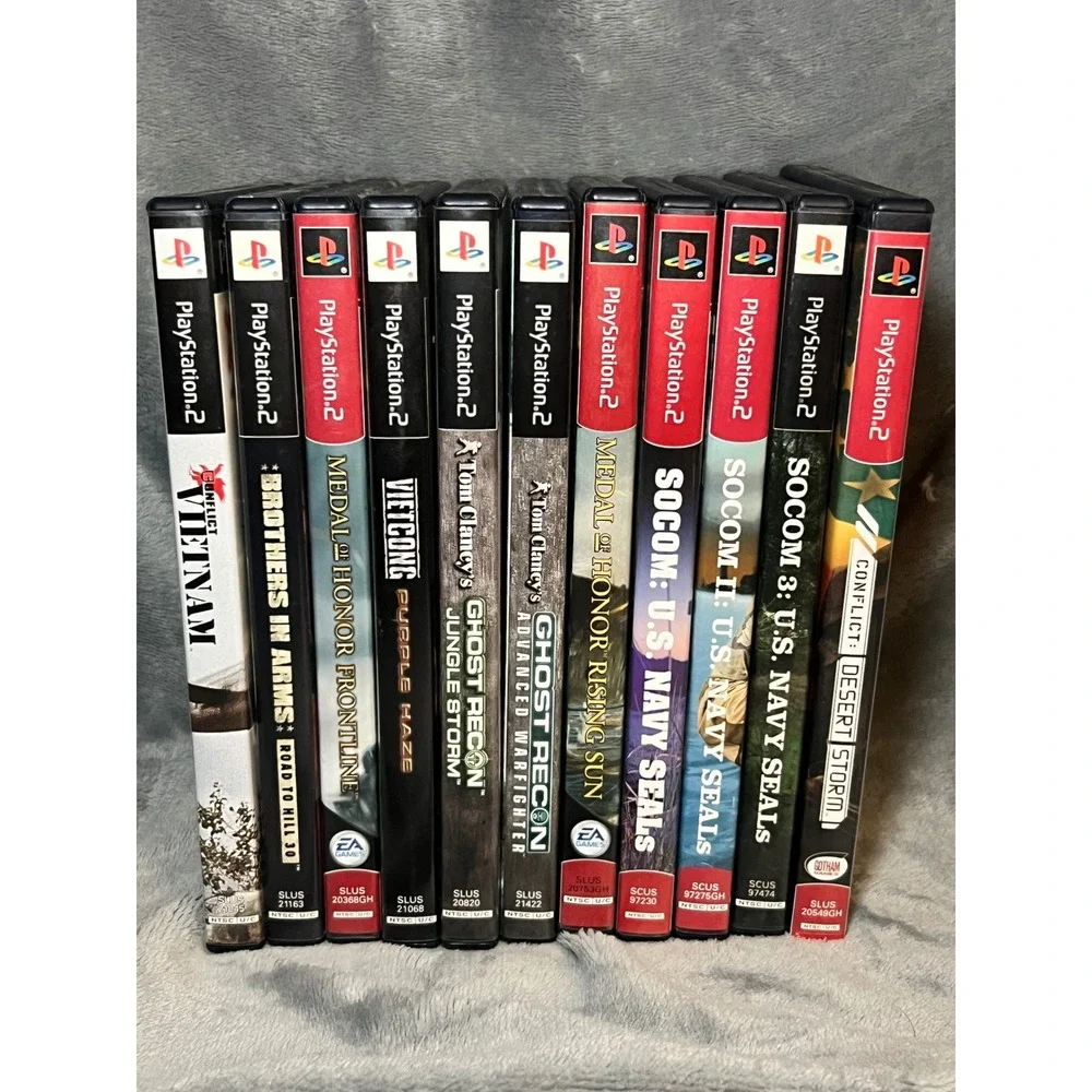 PS2 Military Shooter Game Lot 11 Vietcong SOCOM Medal Honor Ghost Recon Conflict